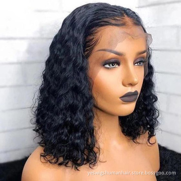 Deep Curly Wave Bob Wig Human Hair Perruque Hd Full Lace Front Wig Cheap Raw Indian Virgin Human Hair Bob Wig For Black Women